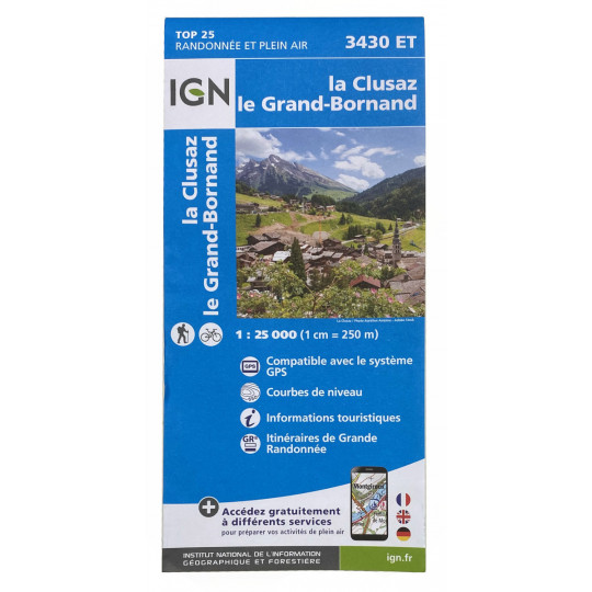 Carte TOP 25 IGN 3430 ET LA CLUSAZ - GRAND BORNAND