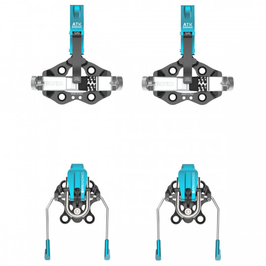Fixation ski de rando compétition femme avec freins-skis TROFEO LIGHTWEIGHT BRAKE WORLD CUP bleue ATK Bindings