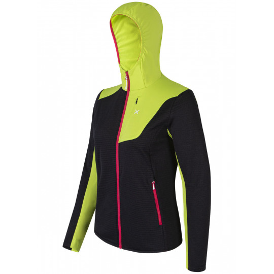 Polaire à capuche femme THERMAL GRID PRO HOODY MAGLIA 9047 noir-lime Montura