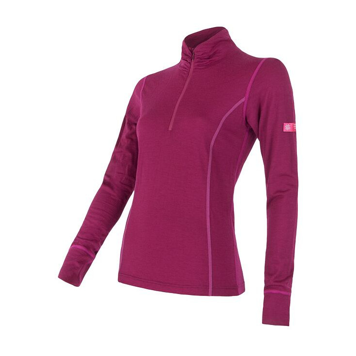 Tee-shirt femme laine Mérinos W'S MERINO ACTIVE LS 1/4 ZIP lilla SENSOR