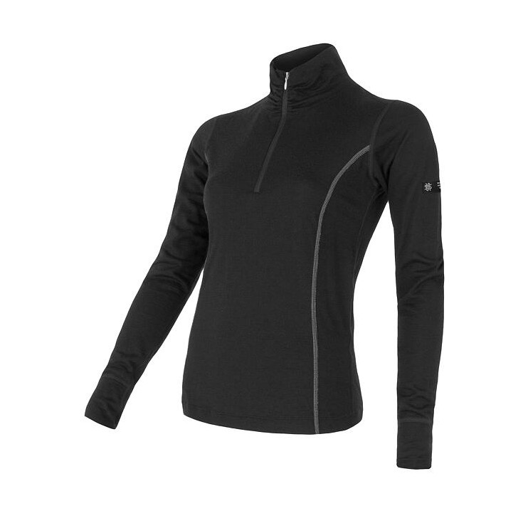 Tee-shirt femme laine Mérinos W'S MERINO ACTIVE LS 1/4 ZIP noir SENSOR