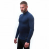 Tee-shirt homme laine Mérinos DOUBLE FACE 1/4 ZIP deep-blue SENSOR