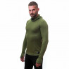Tee-shirt homme laine Mérinos à capuche DOUBLE FACE HOODED vert SENSOR