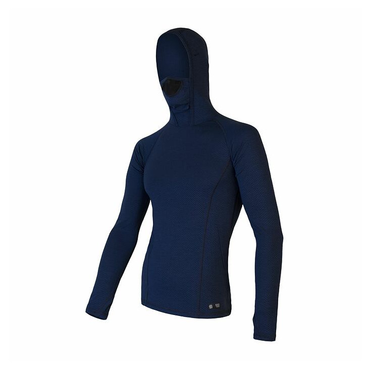 Tee-shirt homme laine Mérinos à capuche DOUBLE FACE HOODED bleu SENSOR