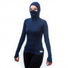 Tee-shirt femme laine Mérinos à capuche W'S DOUBLE FACE HOODED bleu SENSOR