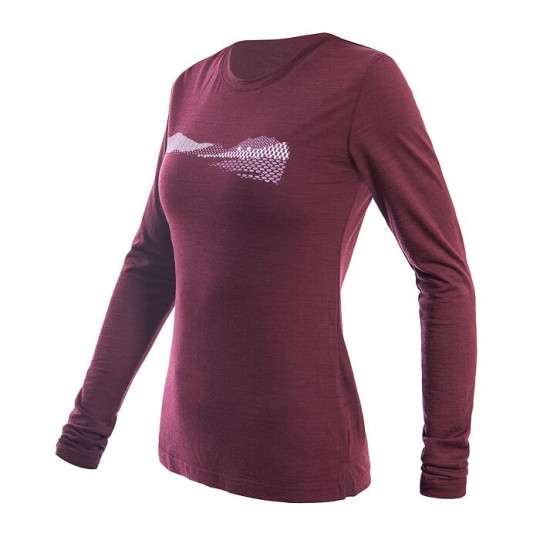 Tee-shirt femme laine Mérinos manches longues AIR PT HILLS prune SENSOR