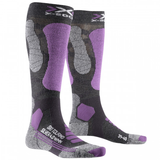 Chaussettes ski de rando femme SKI TOURING SILVER 4.0 WOMAN Anthracite-Violet X-Socks