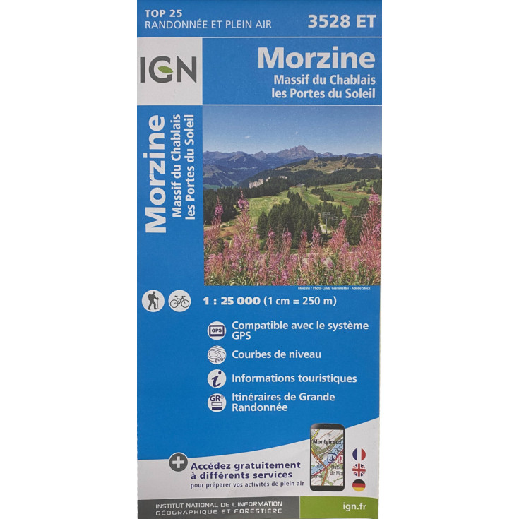 Carte TOP 25 IGN 3528 ET MORZINE - 2023