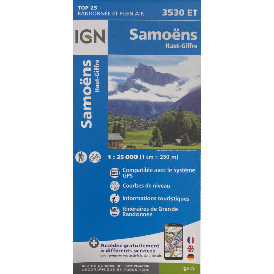 Carte TOP 25 IGN 3530 ET SAMOENS - 2023