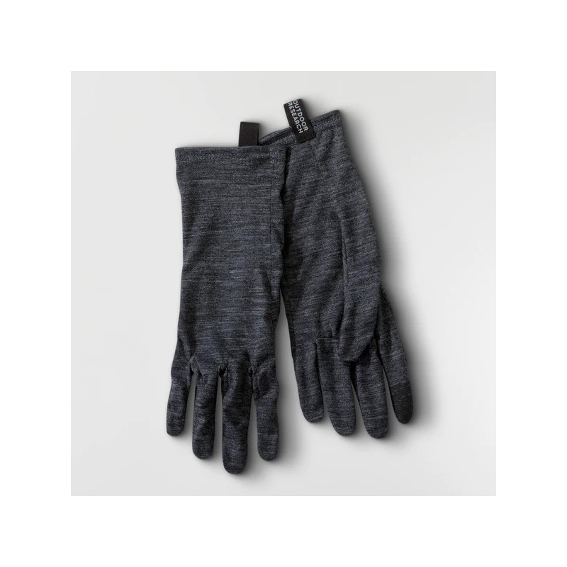 GANTS LAINE Gris chiné & CUIR NOIR made in USA