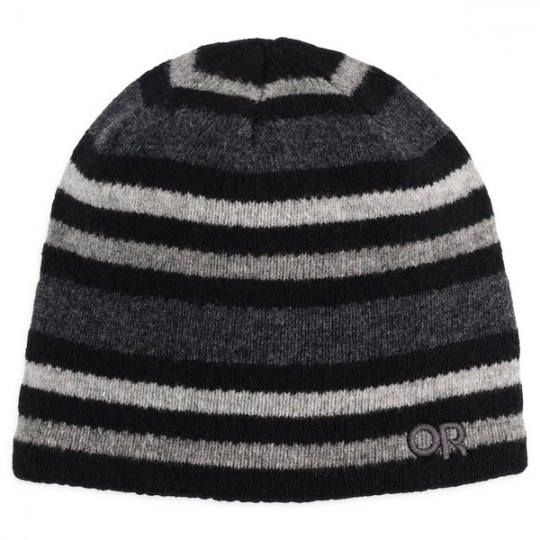 Bonnet 100% Laine SPITZBERGEN BEANIE rayé noir-gris Outdoor Research