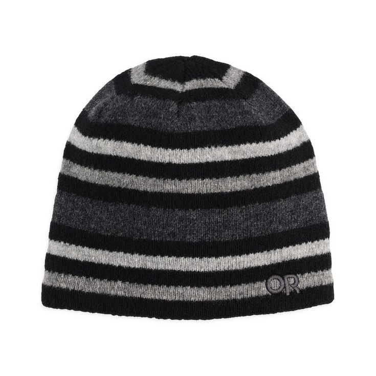 Bonnet 100% Laine SPITZBERGEN BEANIE rayé noir-gris Outdoor Research