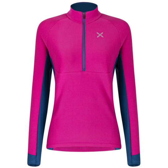 Polaire 1/2 zip femme ENIGMA MAGLIA WOMAN 0787 fuschia-deep-blue Montura