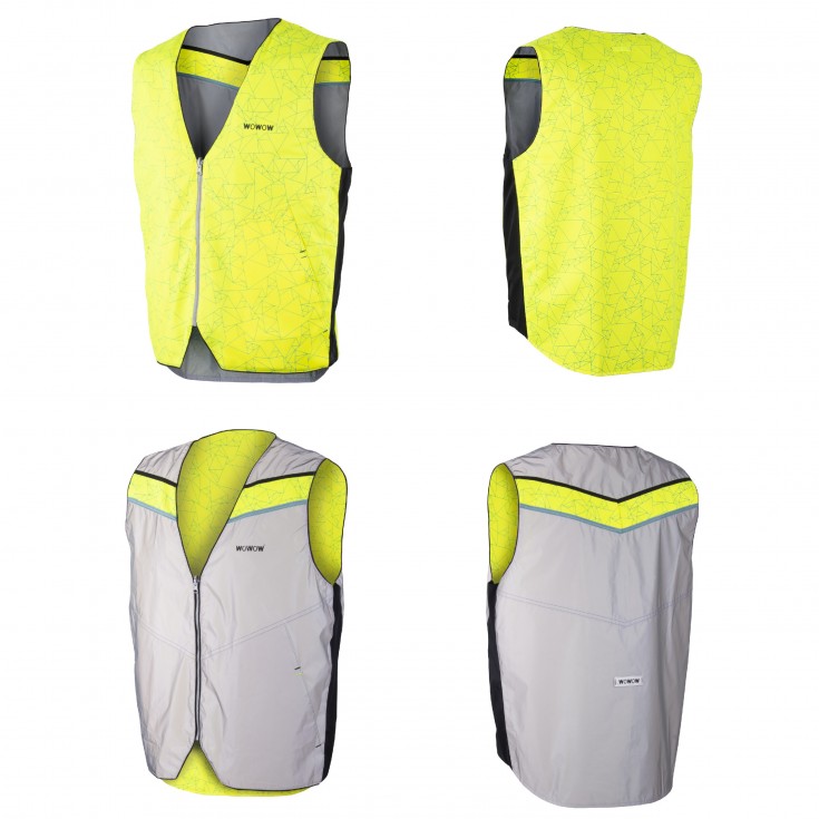 Veste réversible réfléchissante vélo COPENHAGUEN JACKET gris-jaune WOWOW