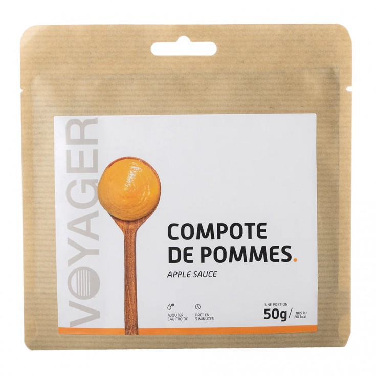 Plat Lyophilisé Dessert COMPOTE DE POMME 50g - 198 Kcal - Voyager Nutrition