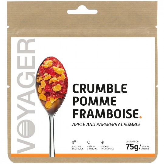 Plat Lyophilisé Dessert CRUMBLE POMME FRAMBOISE 75g - 306 Kcal - Voyager Nutrition