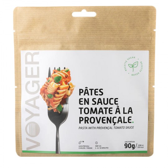 Plat Lyophilisé Pâtes en sauce tomate à la Provençale 90g - 330 Kcal - Voyager Nutrition