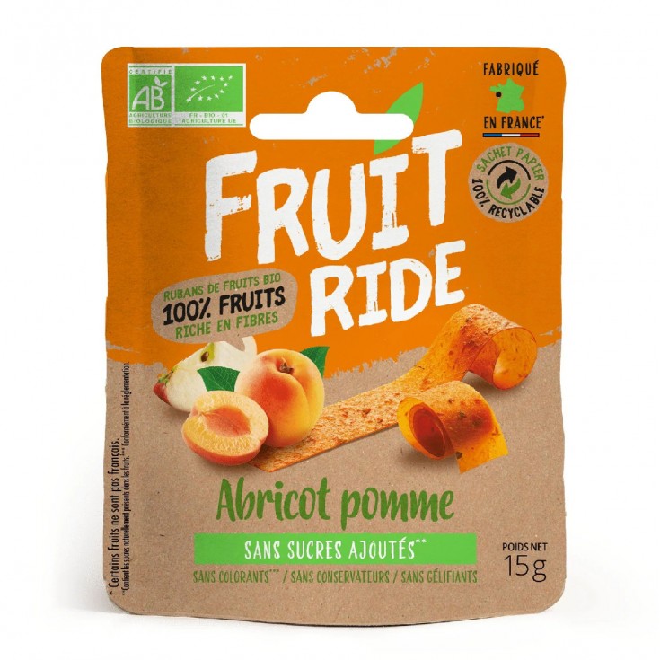 Rubans de fruits Bio ABRICOT-POMME 15g FRUIT RIDE