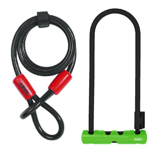 Antivol en U vélo ULTRA 410 + LOOP CABLE 10/120cm + support de cadre SH34 noir ABUS