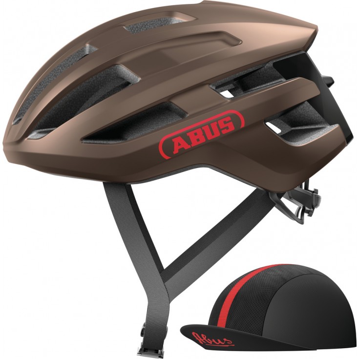 Casque velo route POWERDOME ACE metallic copper ABUS Italie Montania Sport