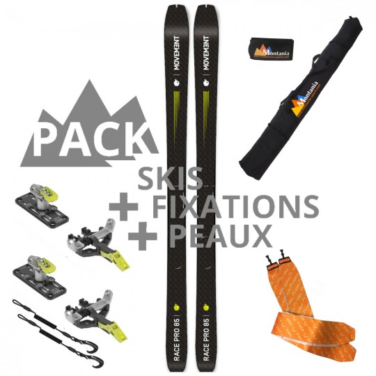 Pack ski de rando léger RACE PRO 85 noir-lemon Movement