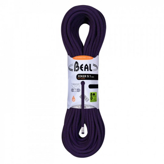 Corde multi-norme 50m JOKER 9.1mm UNICORE Drycover purple BEAL