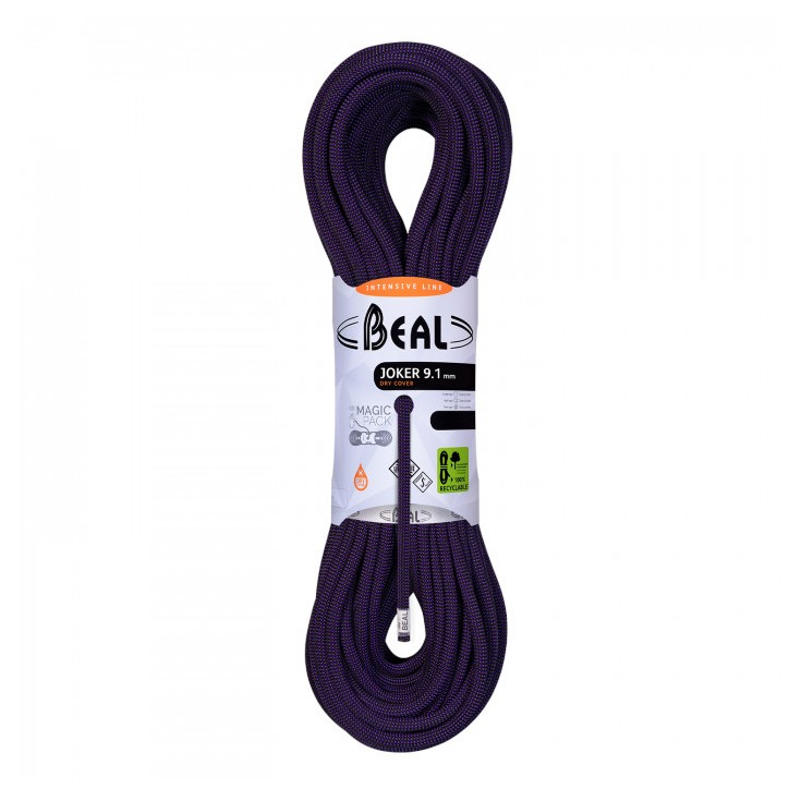 Corde multi-norme 60m JOKER 9.1mm UNICORE Drycover purple BEAL