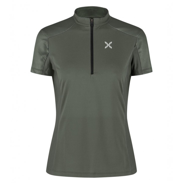 Tee-shirt respirant 1/4 zip femme MOUNTAIN ZIP TEE-SHIRT 49 sage-green Montura