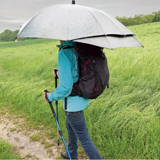 Parapluie de randonnée main libre SWING BACKPACK HANDSFREE gris-argenté anti-UV EuroSCHIRM