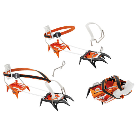Crampons 10 pointes acier-alu IRVIS HYBRID LLU noir-orange Petzl + antibottes 2024