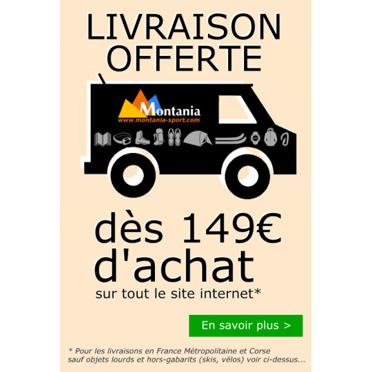 Livraison offerte dès 149€ d'achat en France Métropolitaine et en Corse :D *sauf objets lourds et hors gabarits (Corde, tente ca