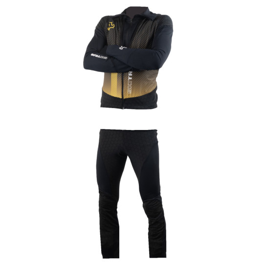 Combinaison ski-alpinisme homme 2 pièces GARA AERO TRACKSUIT MAN Haut+Bas noir-jaune SkiTrab