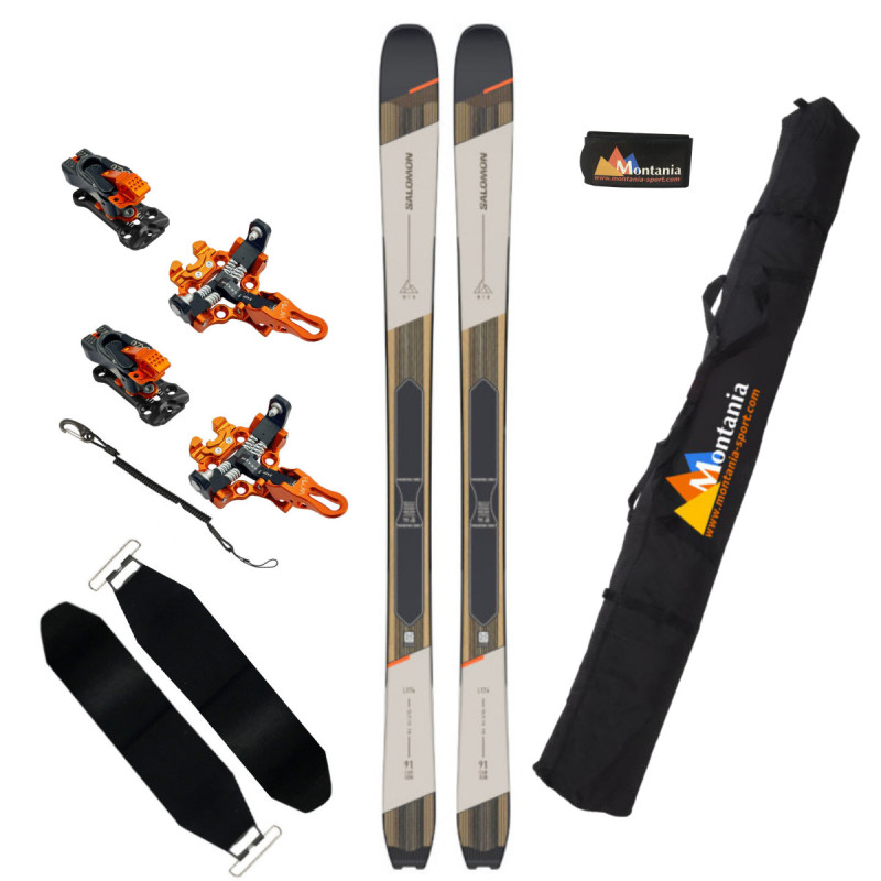 Pack ski de rando freerando MTN 91 CARBONE beige orange Salomon 2025 Montania Sport