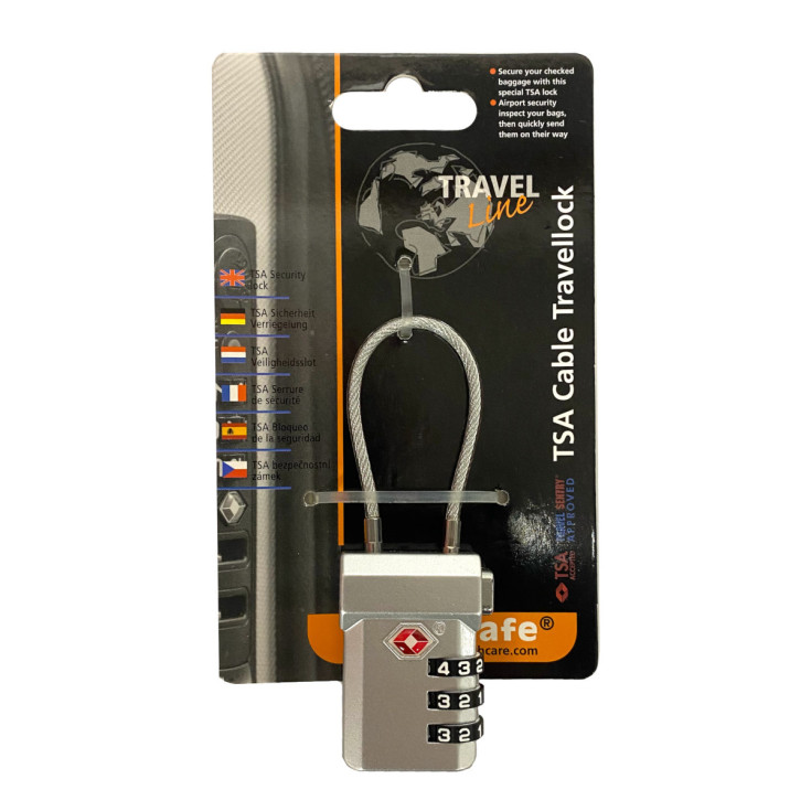 Cadenas de voyages à code TSA Cable TRAVELLOCK 3 gris TRAVELSAFE 