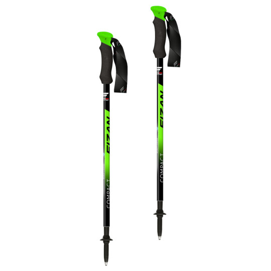 Bâtons de marche 3 brins COMPACT vert Fizan 2025 (la paire)