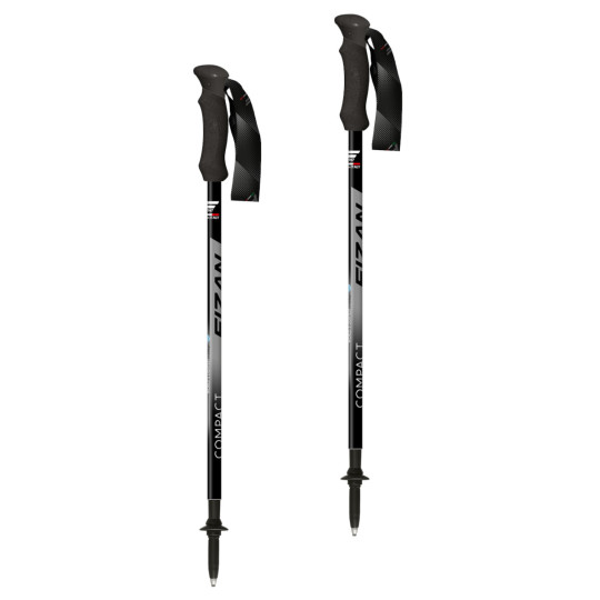 Bâtons de marche 3 brins COMPACT noir Fizan 2025 (la paire)