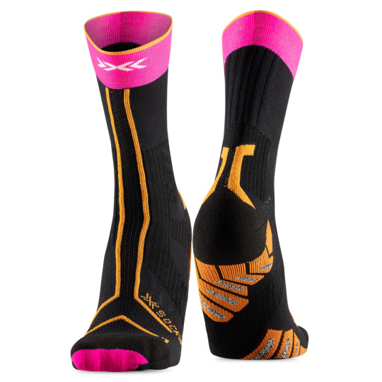 Chaussettes Trail Running TRAILRUN TERRASKIN EXPERT CREW noir-orange-rose X-Socks