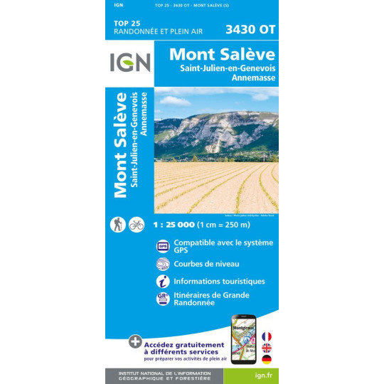Carte TOP 25 IGN 3430 OT MONT SALEVE 2023