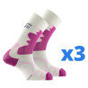 Lot de 3 paires de chaussettes de randonnée DOUBLE TREK beige-rose Thyo