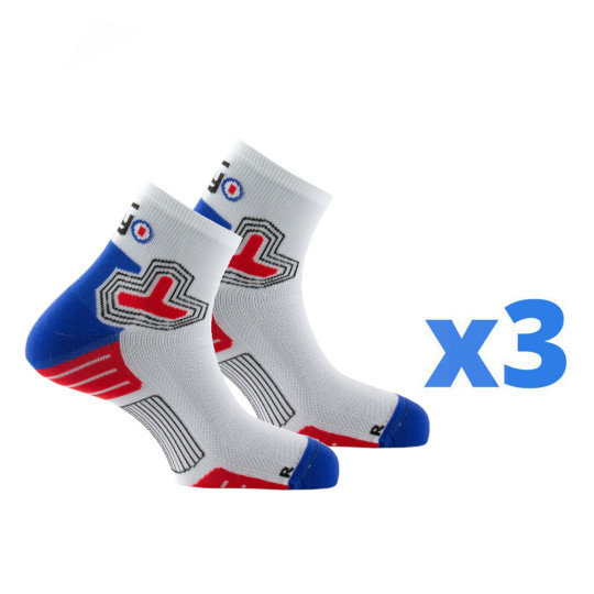Lot de 3 paires de chaussettes running RUN ADVANCE tricolore Thyo