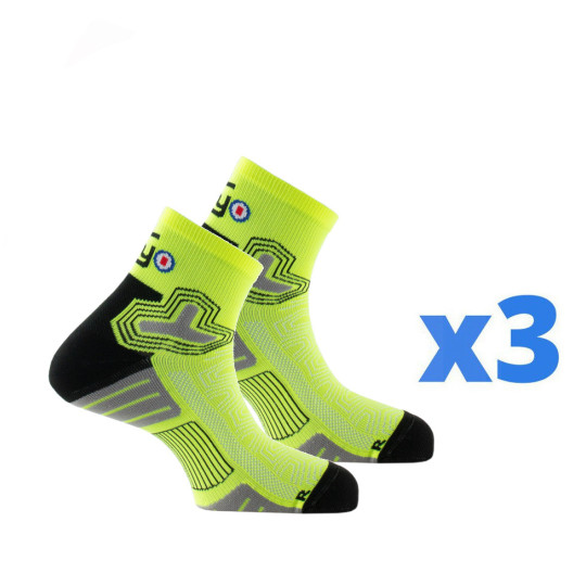 Lot de 3 paires de chaussettes running RUN ADVANCE jaune Thyo