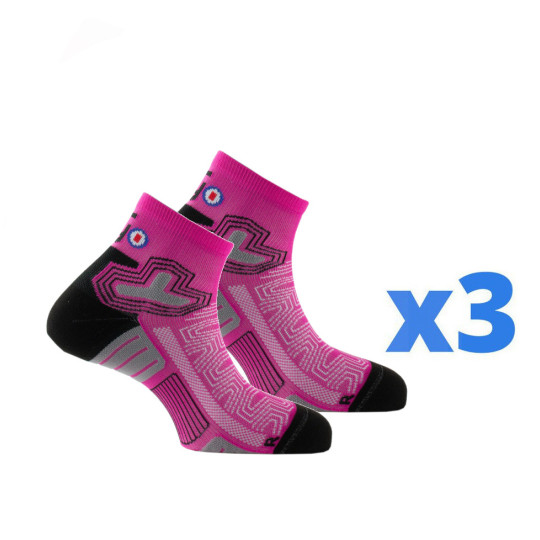 Lot de 3 paires de chaussettes running RUN ADVANCE rose Thyo