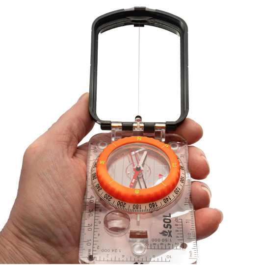 Boussole de randonnée MIRROR COMPASS cadran orange SOL