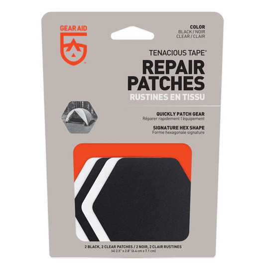 Patches de réparation HEXAGONALS REPAIR PATCHES noir-transparent GEAR AID by Mc Nett
