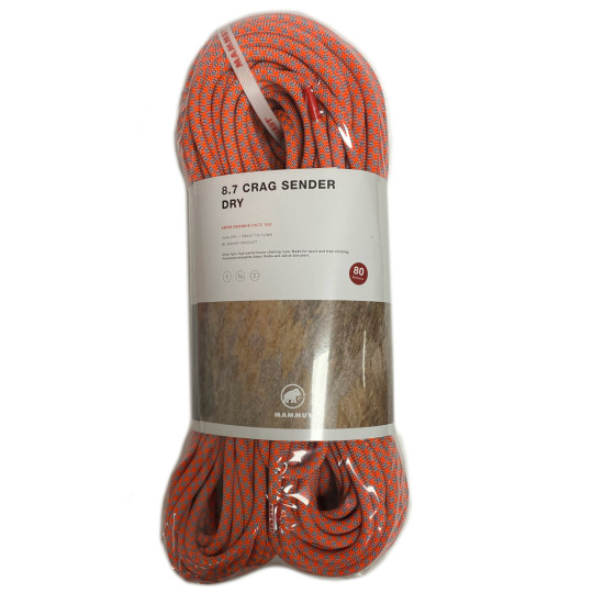 Corde multi-norme 80m CRAG SENDER DRY ROPE 8,7mm orange Mammut