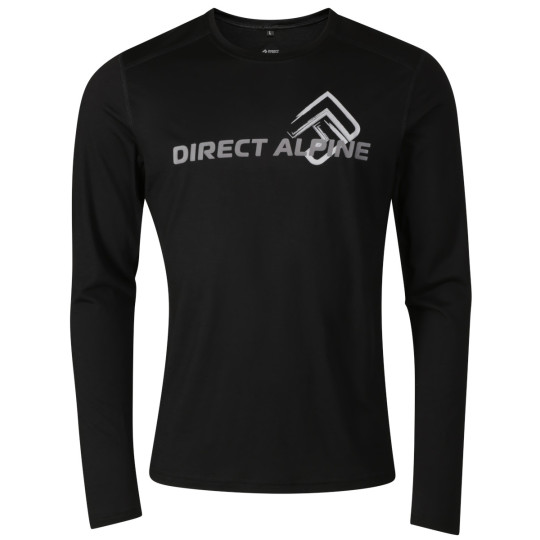Tee-shirt laine Mérino FURRY LONG TEE noir-logo DirectAlpine