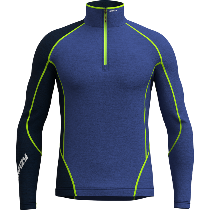 Tee-shirt ML 1/4 zip homme laine Mérinos PULL FAHRENHEIT ZIP 93-liken CRAZY IDEA