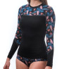Tee-shirt ML femme laine Mérinos W'S MERINO IMPRESS LS black-floral SENSOR