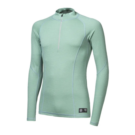 Tee-shirt ML homme laine Mérinos DOUBLE FACE 1/4 ZIP basil-green SENSOR