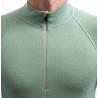 Tee-shirt ML homme laine Mérinos DOUBLE FACE 1/4 ZIP basil-green SENSOR